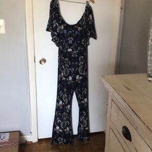 Off the shoulder floral jump suit